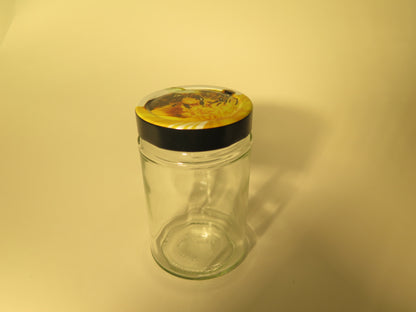 Dybt rundt glas 335 ml med 66 bier på låget