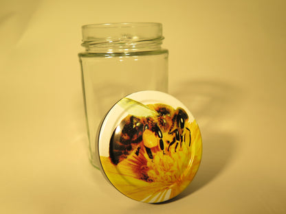 Dybt rundt glas 335 ml med 66 bier på låget