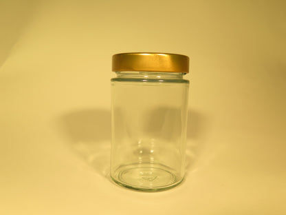 Dybt rundt glas 335 ml med 66 kobber låg