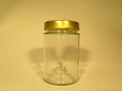 Dybt rundt glas 415 ml med 82 guld