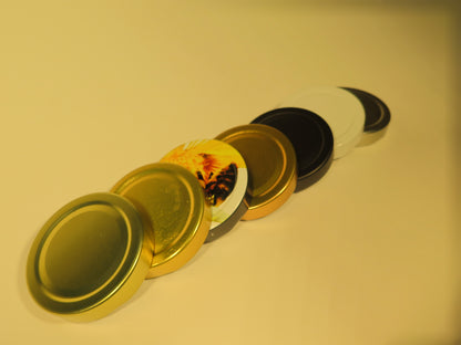 Dybt rundt glas 335 ml med 66 mm mat sort låg